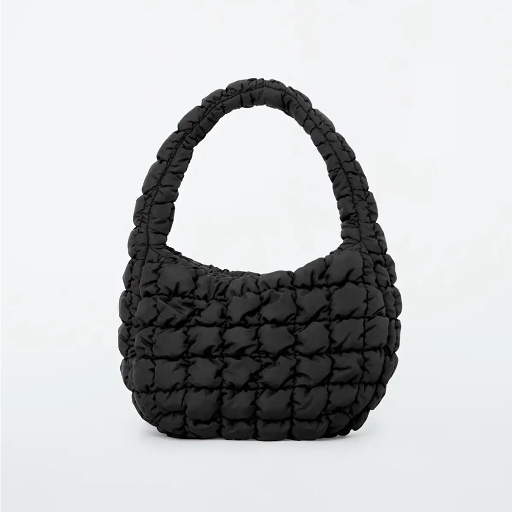 COS Black Quilted Hobo Bag